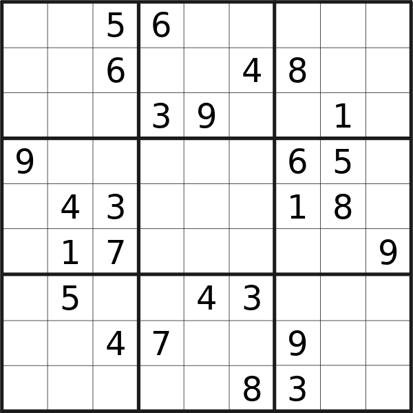 Sudoku puzzle for Saturday, 31st of August 2024