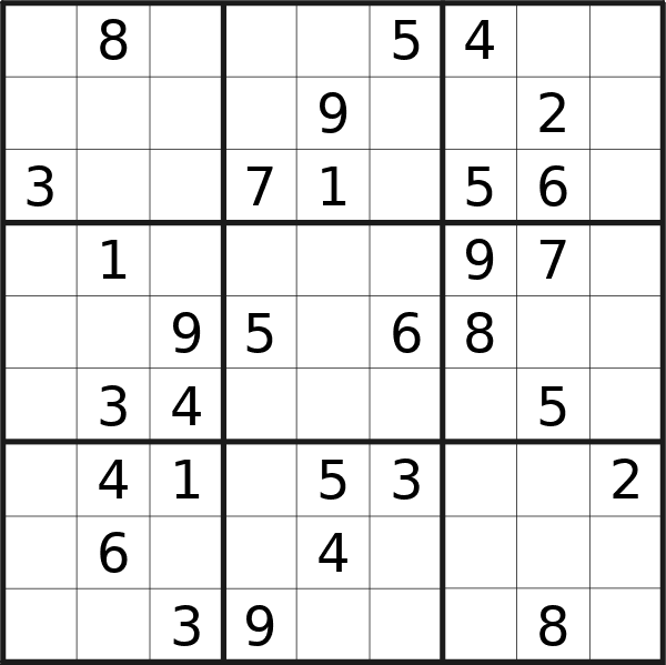 Sudoku puzzle for Saturday, 7th of September 2024