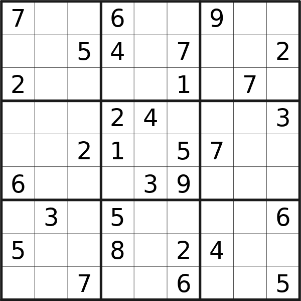 Sudoku puzzle for Sunday, 8th of September 2024