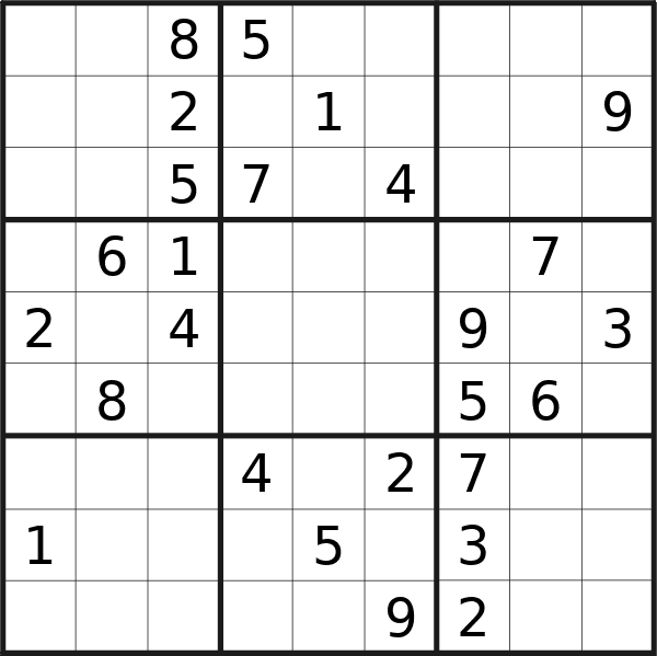 Sudoku puzzle for Tuesday, 10th of September 2024