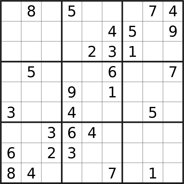 Sudoku puzzle for Friday, 13th of September 2024