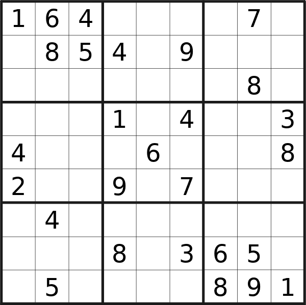 Sudoku puzzle for Sunday, 15th of September 2024