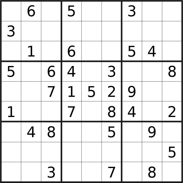 Sudoku puzzle for Sunday, 22nd of September 2024