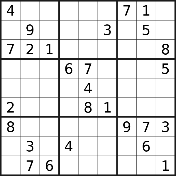 Sudoku puzzle for Monday, 23rd of September 2024