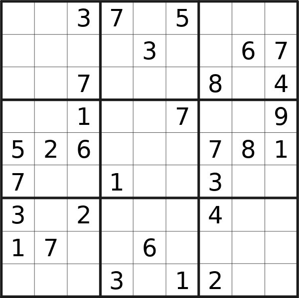 Sudoku puzzle for Tuesday, 24th of September 2024