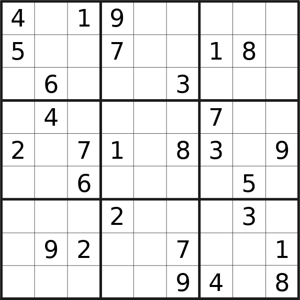 Sudoku puzzle for Saturday, 28th of September 2024