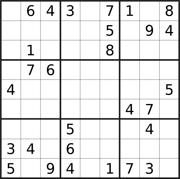 Sudoku puzzle for Monday, 30th of September 2024