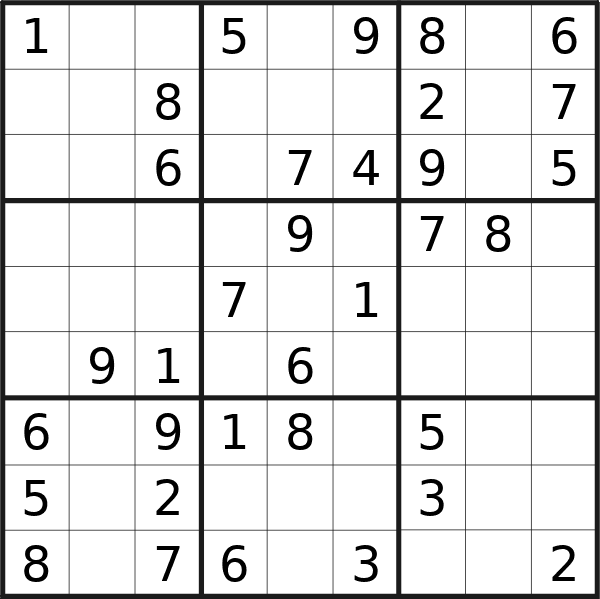 Sudoku puzzle for Wednesday, 2nd of October 2024