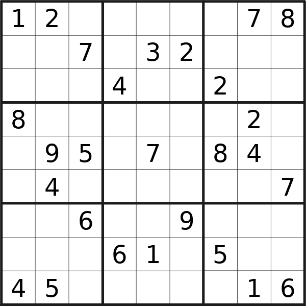 Sudoku puzzle for Thursday, 3rd of October 2024