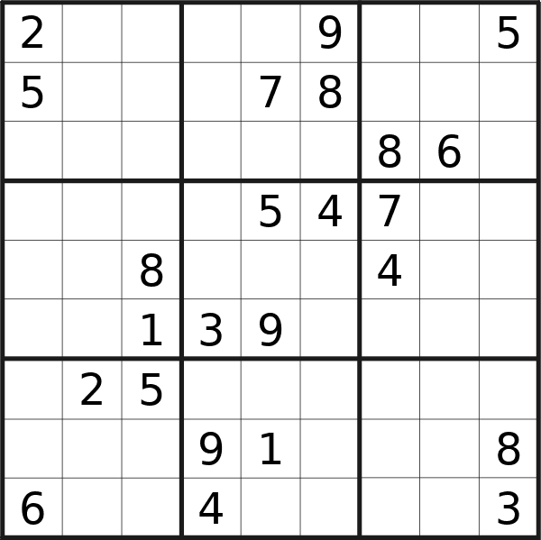 Sudoku puzzle for Saturday, 5th of October 2024