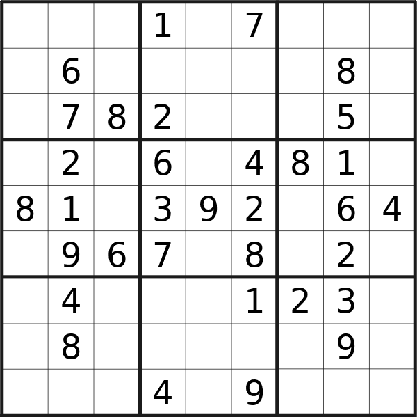 Sudoku puzzle for Monday, 7th of October 2024