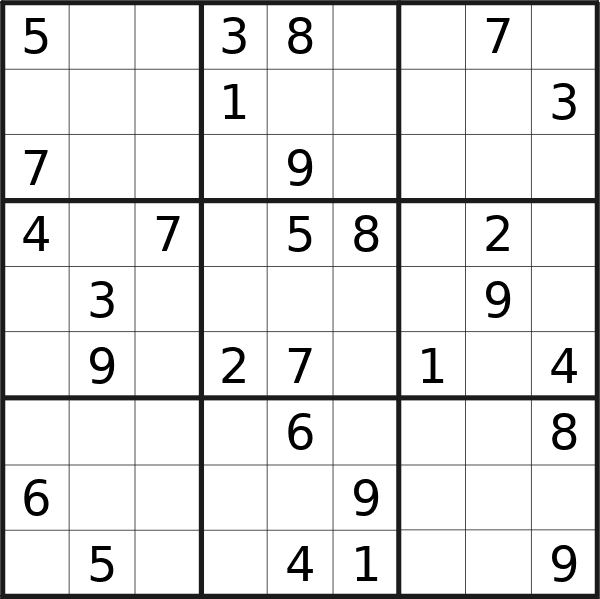 Sudoku puzzle for Wednesday, 23rd of October 2024