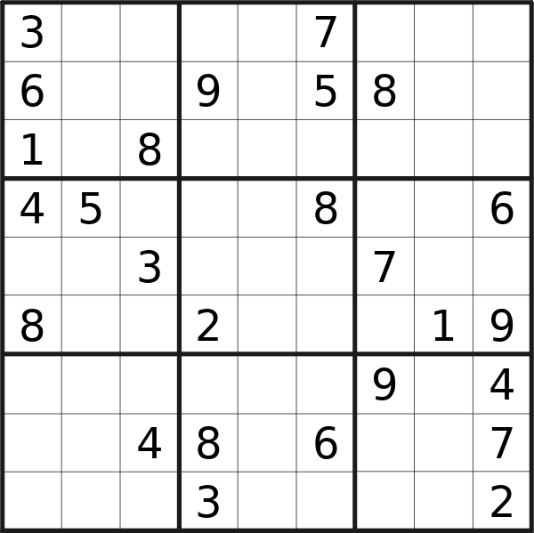 Sudoku puzzle for Saturday, 30th of November 2024