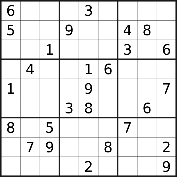 Sudoku puzzle for Monday, 2nd of December 2024