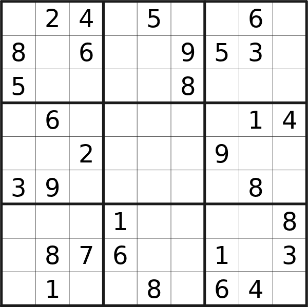 Sudoku puzzle for Thursday, 5th of December 2024