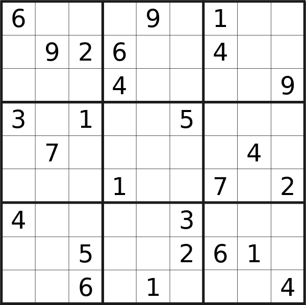 Sudoku puzzle for Saturday, 7th of December 2024