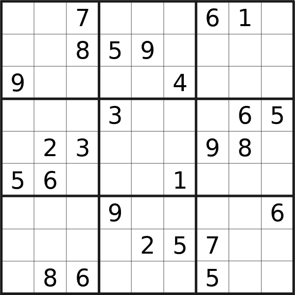 Sudoku puzzle for Thursday, 12th of December 2024