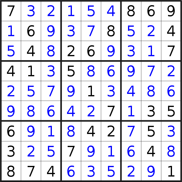 Sudoku solution for puzzle published on Wednesday, 5th of October 2016