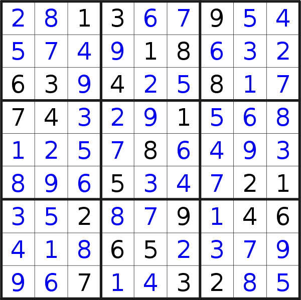 Sudoku solution for puzzle published on Saturday, 17th of February 2018