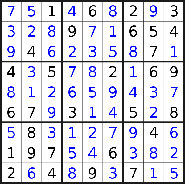 Sudoku solution for puzzle published on venerdì 12 ottobre 2018