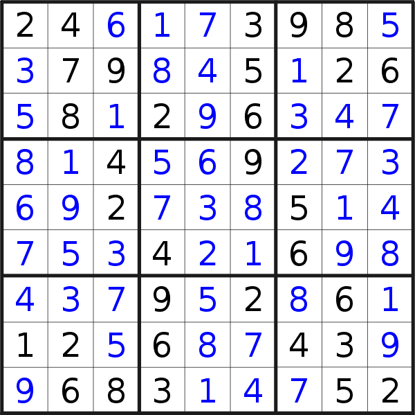 Sudoku solution for puzzle published on venerdì 26 maggio 2023