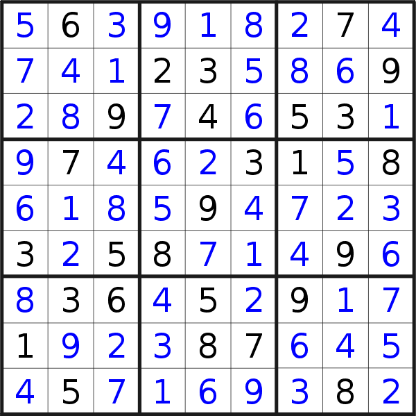 Sudoku solution for puzzle published on Saturday, 29th of July 2023