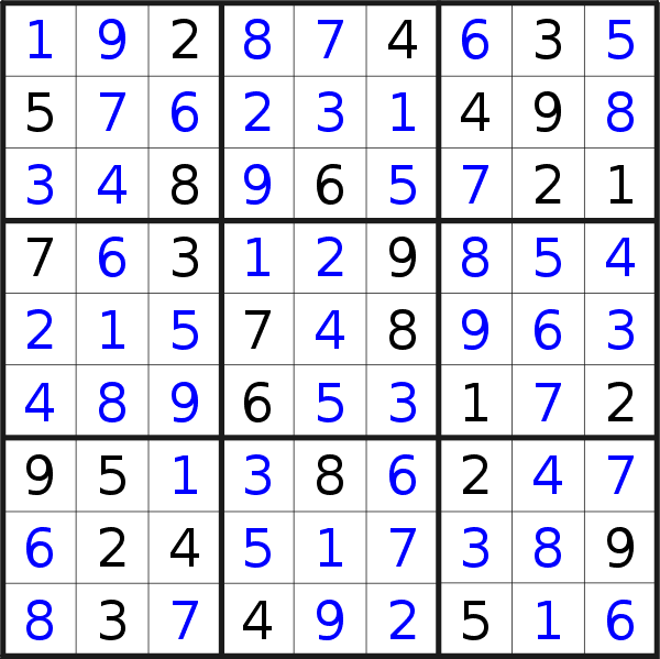 Sudoku solution for puzzle published on Tuesday, 1st of August 2023