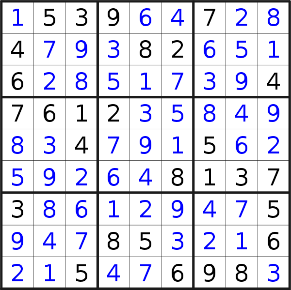 Sudoku solution for puzzle published on Friday, 11th of August 2023