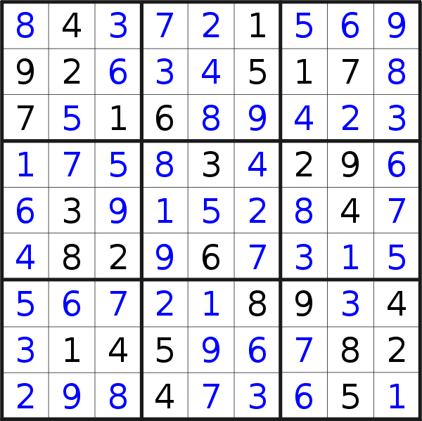 Sudoku solution for puzzle published on Monday, 14th of August 2023