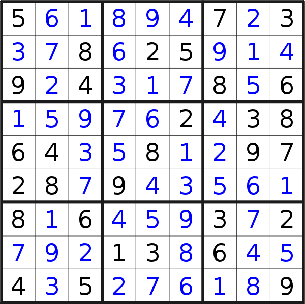 Sudoku solution for puzzle published on Wednesday, 23rd of August 2023