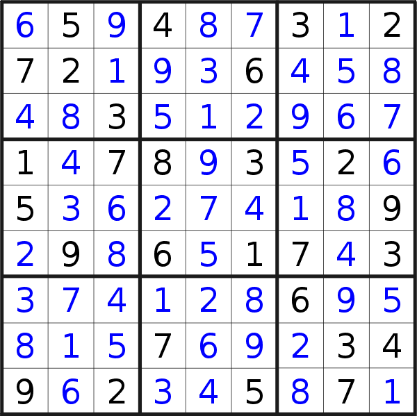 Sudoku solution for puzzle published on Friday, 25th of August 2023