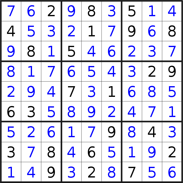 Sudoku solution for puzzle published on Thursday, 31st of August 2023