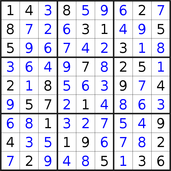 Sudoku solution for puzzle published on Saturday, 9th of September 2023