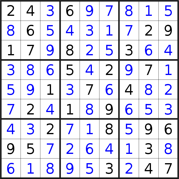 Sudoku solution for puzzle published on Monday, 11th of September 2023