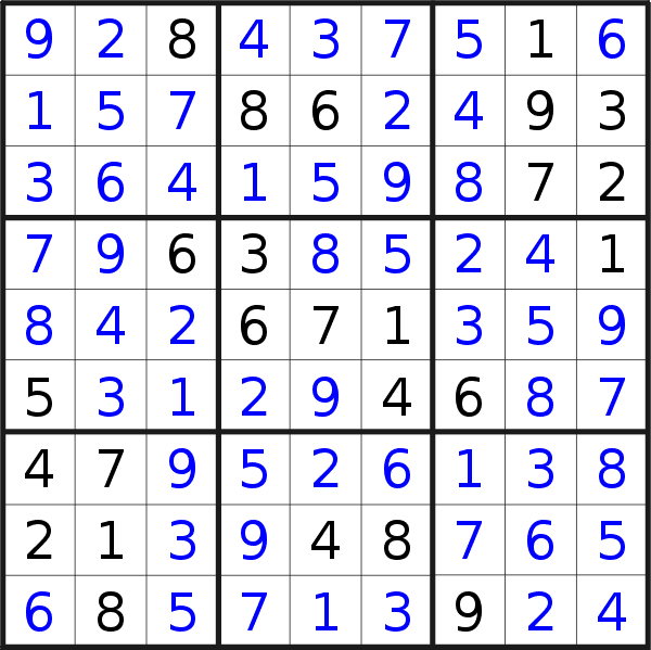 Sudoku solution for puzzle published on venerdì 29 settembre 2023