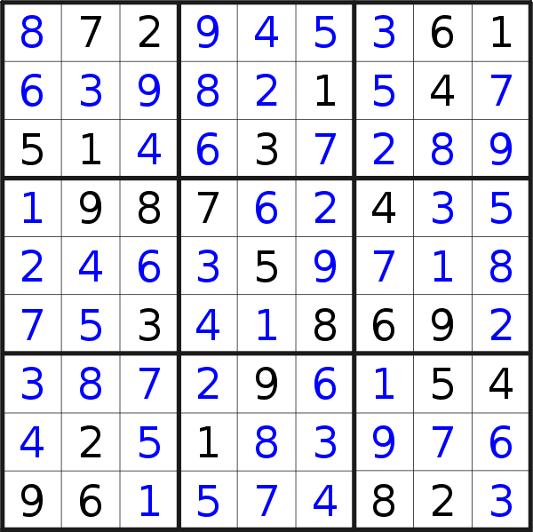 Sudoku solution for puzzle published on Tuesday, 3rd of October 2023