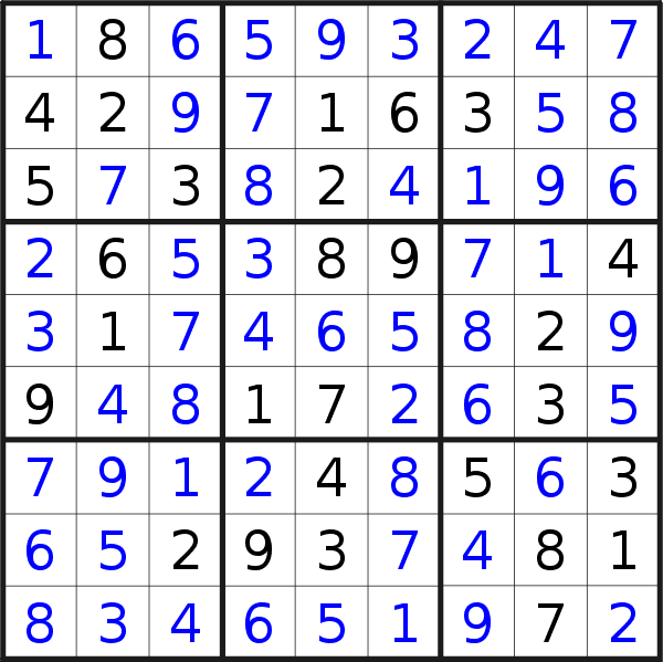 Sudoku solution for puzzle published on giovedì 5 ottobre 2023