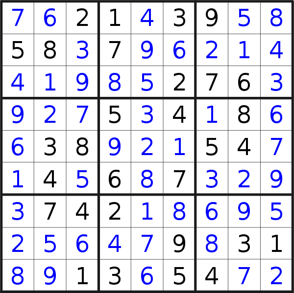 Sudoku solution for puzzle published on Sunday, 8th of October 2023
