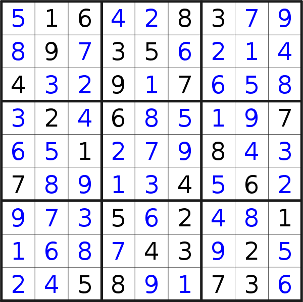 Sudoku solution for puzzle published on Wednesday, 11th of October 2023