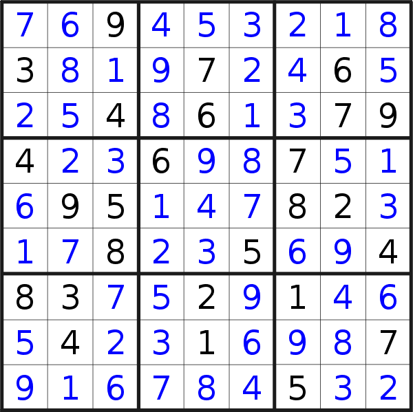 Sudoku solution for puzzle published on Thursday, 19th of October 2023