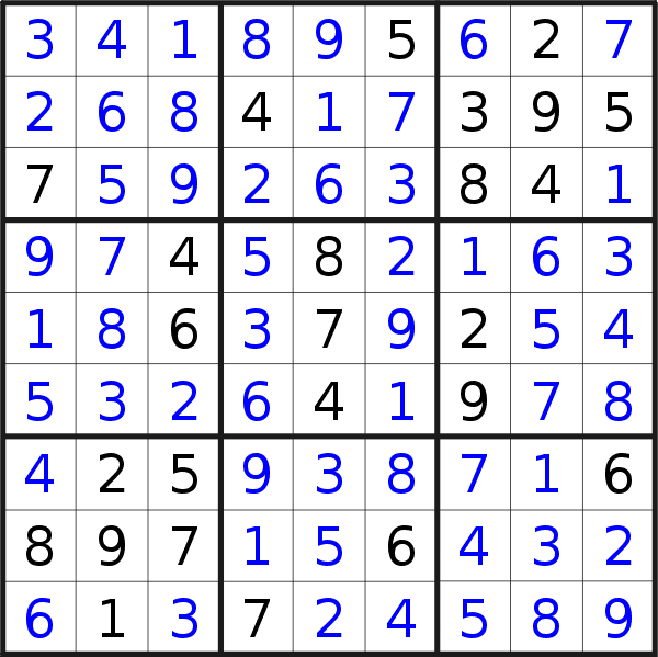 Sudoku solution for puzzle published on domenica 22 ottobre 2023
