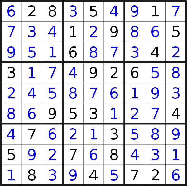 Sudoku solution for puzzle published on Tuesday, 24th of October 2023