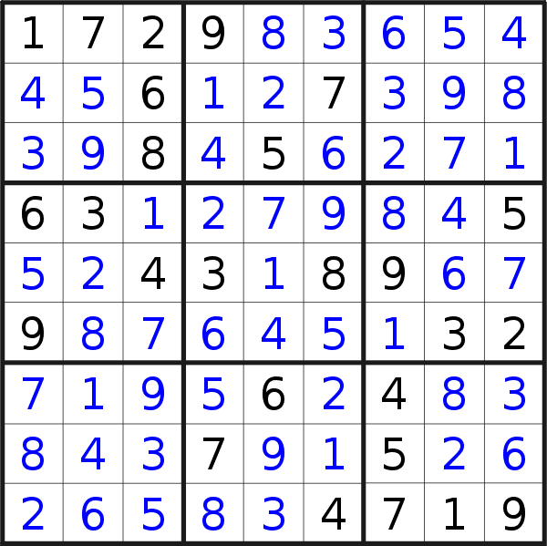 Sudoku solution for puzzle published on Monday, 30th of October 2023