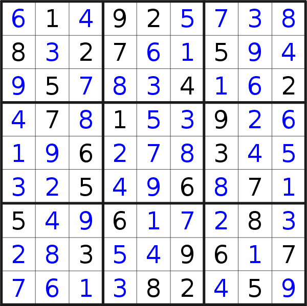 Sudoku solution for puzzle published on mercoledì 1 novembre 2023