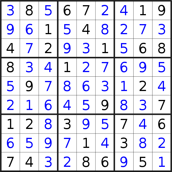 Sudoku solution for puzzle published on giovedì 2 novembre 2023