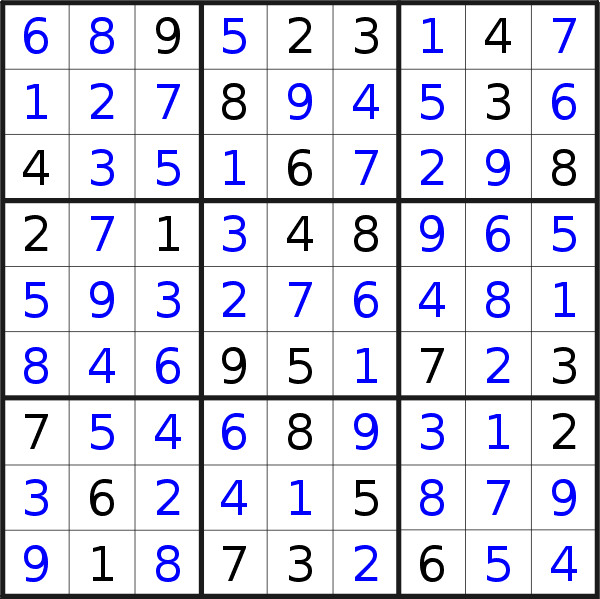 Sudoku solution for puzzle published on Sunday, 5th of November 2023