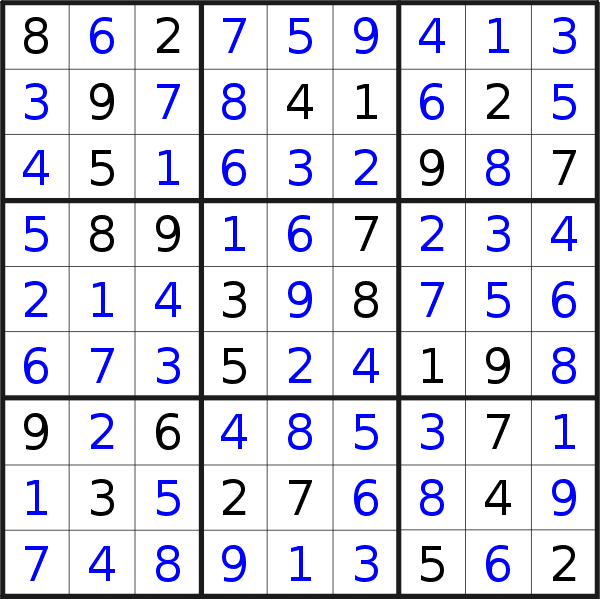 Sudoku solution for puzzle published on Friday, 10th of November 2023