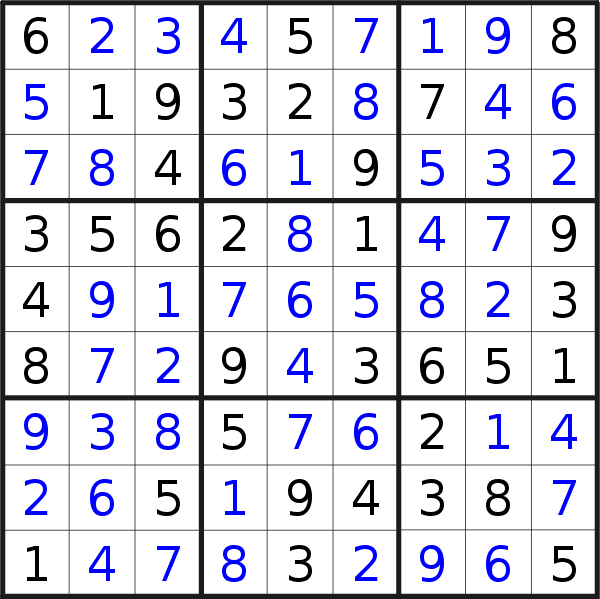 Sudoku solution for puzzle published on Sunday, 12th of November 2023