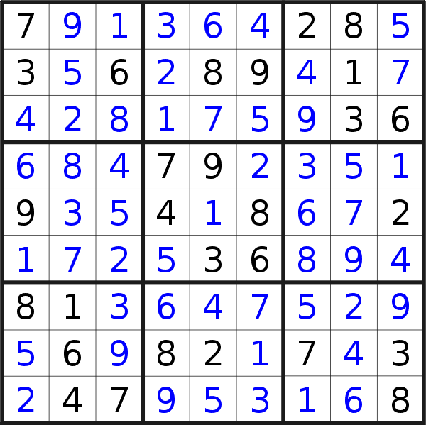 Sudoku solution for puzzle published on Monday, 20th of November 2023