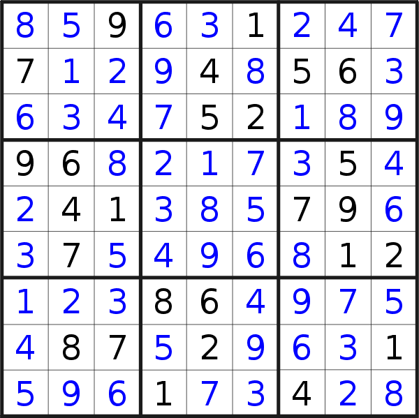 Sudoku solution for puzzle published on Tuesday, 21st of November 2023